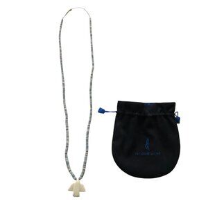 Jacquie Aiche Beaded Opal Bone Thunderbird Necklace Chain Womens Blue Cream Bird